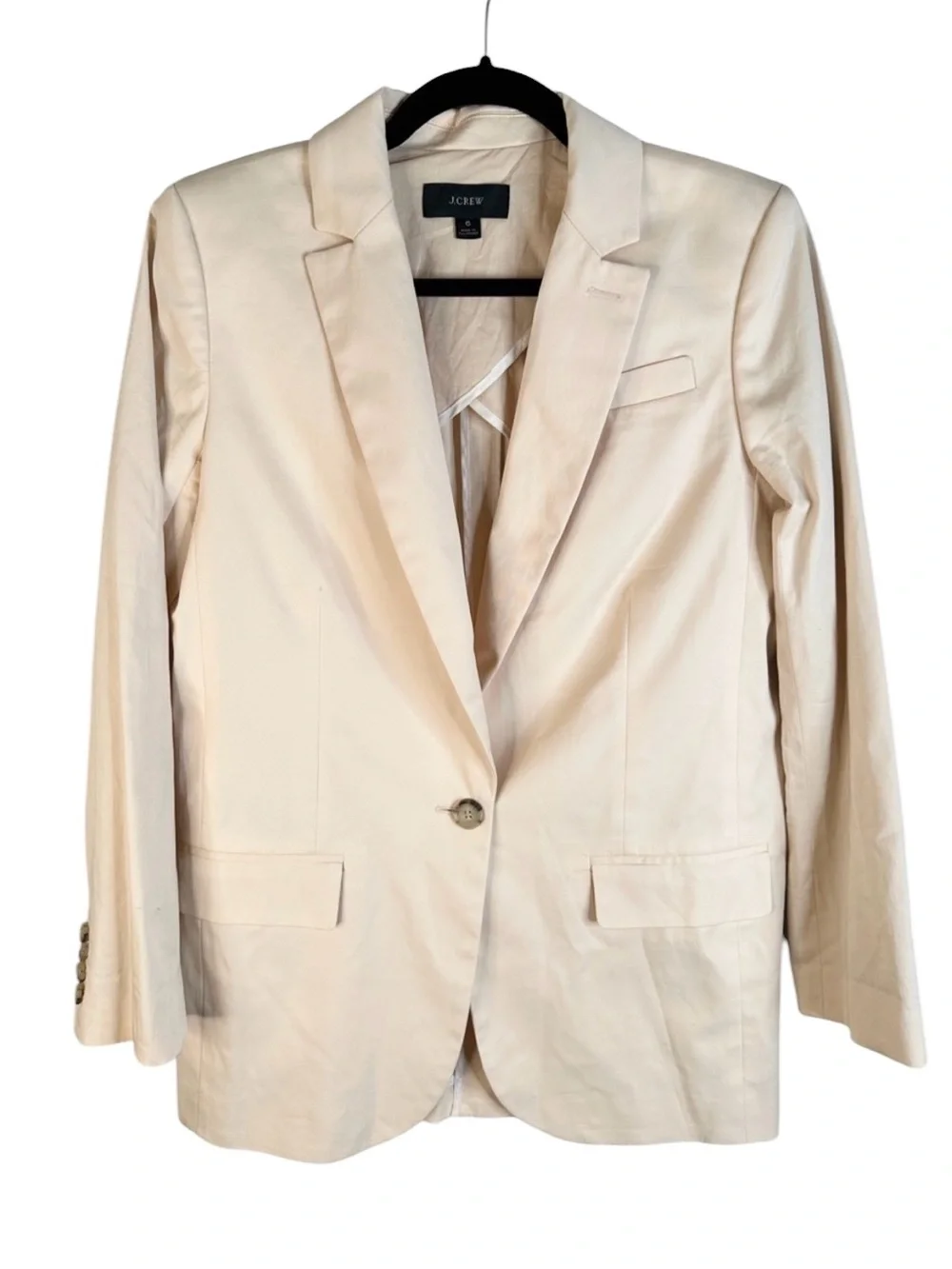 J.‎ Crew Cream Cotton Blend Business Career Minimalist Coastal Classic Blazer
